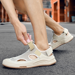 Chaussures d'été 2026 pour hommes en maille respirante, en cuir évidé, à semelle souple antidérapante, à bout fermé, pour l'extérieur et décontractées - Product Image 4