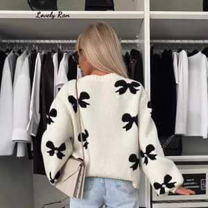 Neue Europäisch-Amerikanische Strickjacke aus Acryl mit Neckholder-Schleifendetail, Herbstmode im Instagram-Stil, Schicke Streetwear - Product Image 2
