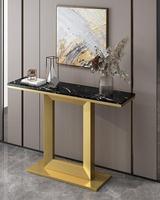 PLUS DESIGN Métal de luxe Art Designer Hôtel Hall Entrée en acier inoxydable Coin Salon Console en bois avec miroir