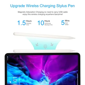 Pensil Tablet Generasi Ke-2 dengan Pena Stylus Isi Daya Nirkabel Adsorpsi Magnetik untuk Apple Ipad 7/8/Mini 5/Pro 1