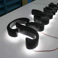 Enseigne murale personnalisée en acrylique et acier inoxydable avec halo lumineux 3D LED, étanche IP65, pour intérieur/extérieur, pour les devantures de magasins et les centres commerciaux