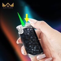 Briquet torche à gaz rechargeable multifonction écologique en métal à flamme bleue coupe-vent pour cartes et cigarettes