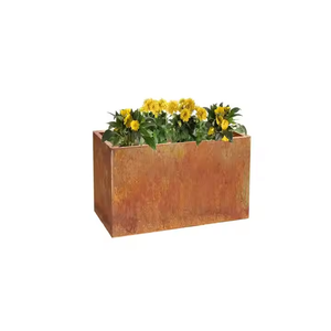 Jardinières modernes en acier corten de grande taille, de haute qualité, utilisées en extérieur avec des fleurs/plantes vertes - Product Image 2