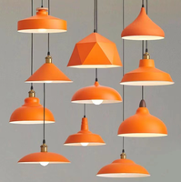 Orange Metal Pendant Light Industrial Style Polished Chrome Finish Table Lamp Shade Lightweight Easy Installation for Dining