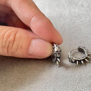 Pendientes de Aro Góticos Punk con Calavera y Púas, Joyería Atrevida para Fiesta de Halloween, Festival, Club Nocturno - Product Image 4