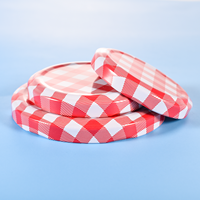 Couvercles pour bocaux Mason 48/58/63/70/82 mm, rouge à carreaux, pour bocaux à confiture, bocaux à conserve à ouverture standard