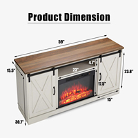 Meuble de maison grand rectangle en bois blanc meuble TV tiroir de rangement table à thé porte de grange meuble TV avec cheminée