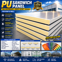 Panneau sandwich en polyuréthane, panneau isolant imperméable et ignifuge pour toiture, revêtement mural, maison préfabriquée, entrepôt, sur mesure