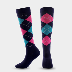 Chaussettes de compression pour hommes et femmes, chaussettes de sport longues pour la course en plein air avec motifs géométriques, tissu en nylon, été et hiver - Product Image 2