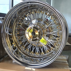 Raytop New 13x7 72 Spoke Reverse Offset Cross Lace Steel Wire Wheel With Chrome Hub and Spinner <strong>Ring</strong> - Product Image 3