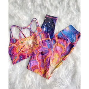 Custom Print European <strong>American</strong> Style Nude-Feel High-Waisted Four-Way Stretch Elastic Waist Yoga <strong>Bras</strong> <strong>Sports</strong> Underwear Front Set - Product Image 4