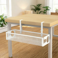 Support de gestion de câbles métallique sous le bureau sans perçage avec pince de fixation