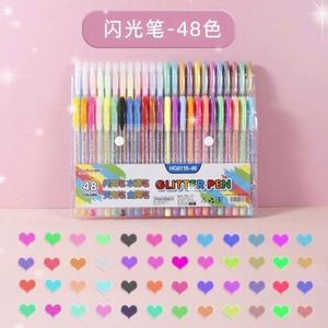 Ensemble de 48 stylos gel en plastique de couleur avec pointe de 0,3 mm pour une écriture fluide, encre noire, paillettes écologiques pour les cadeaux d'anniversaire et de fêtes - Product Image 4