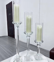 Porte-bougie cylindrique en cristal pas cher pour la décoration de table centrale
