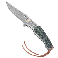 Couteau pliant utilitaire de camping et d'extérieur en acier Damas avec manche G10, vente en gros d'usine, couteau cadeau DIY