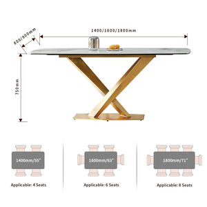 Set Tavolo da Pranzo Rettangolare di Lusso Moderno in Marmo Naturale e Tavolo da Cucina in Marmo per Famiglia e Bar per la Cena Mobili per la Casa - Product Image 4