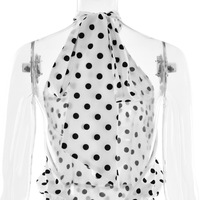Boutique en gros 2025 nouvelle vente chaude col haut sans manches nœud à pois robe blanche fête vacances femmes robe