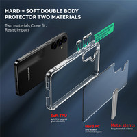 Étuis de téléphone portable en TPU PC avec béquille métallique pliable pour Samsung Galaxy S24 S23 Ultra Plus 22 S25 S26, étui transparent avec support