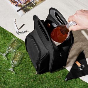 Borsa <span class=keywords><strong>da</strong></span> viaggio per vino <span class=keywords><strong>da</strong></span> 2 bottiglie di vendita calda con tasca frontale in <span class=keywords><strong>calice</strong></span> per viaggi estivi - Product Image 4
