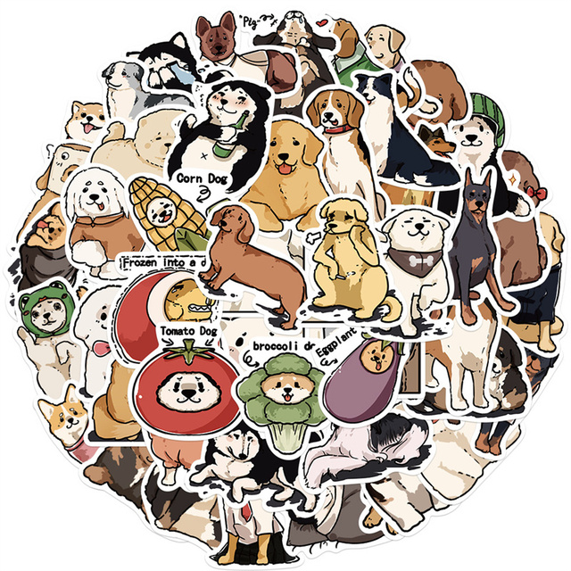 50 Pcs Cartoon Cute Dog Graffiti Stickers Decorating Phone case Notebook Luggage DIY Waterproof Stickers