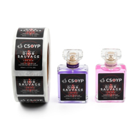 Étiquette autocollante pour flacon de parfum, en papier synthétique imprimé en couleur, résistante aux rayures, imperméable, anti-huile, en rouleau