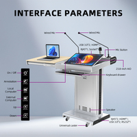 Metal Touch Screen Podium Audio Lectern With 2 Gooseneck Mics Electronic Educational Amplifier Speaker Powered Smart Podium