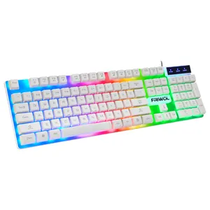 यूएसबी वायर्ड गेमिंग चमक कीबोर्ड 104 चाबियाँ यांत्रिक निलंबित एलईडी बैकलिट इंद्रधनुष गेमिंग कीबोर्ड पीसी कंप्यूटर लैपटॉप के लिए