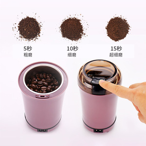 เครื่องบดกาแฟ เครื่องบดเมล็ดกาแฟไฟฟ้าแบบพกพาขนาดเล็ก สีม่วง สีขาว สีดำ ตัวเครื่องทำจากพลาสติก - Product Image 4