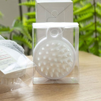 Brosse à shampoing multifonctionnelle en gros avec poils en TPE, peigne à dents souples et manche, gratte-tête étanche de forme ronde