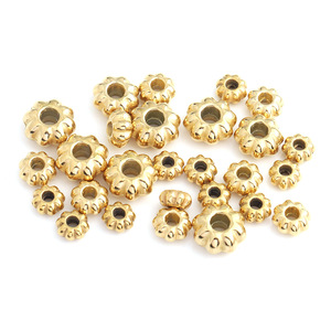 Cuentas espaciadoras chapadas en oro con forma de flor, 6.5x3.5mm, agujero de 2mm, accesorios de joyería para pulseras DIY, venta al por mayor - Product Image 4