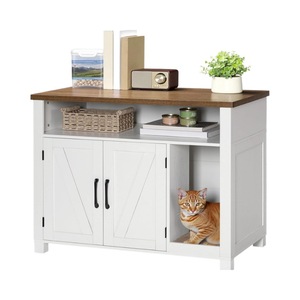 Modern minimalist wooden indoor concealed <b>cat</b> <b>litter</b> enclosure, multi-functional indoor <b>cat</b> house, customizable <b>cat</b> toilet. - Product Image 5