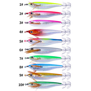Hengjia 10.3cm 9.4g Leurre de pêche en plastique dur lumineux pour calamar, hameçons de jigging en eau salée - Product Image 2