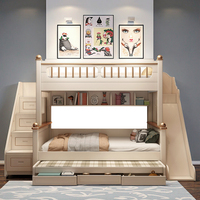 Lit d'enfant en bois multifonctionnel de grande taille avec cadre de lit et casier pour meubles de chambre à coucher