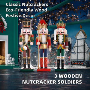 Soldats Casse-Noisettes en Bois Écologiques 30CM, Figurines Peintes Traditionnelles, Ensemble <span class=keywords><strong>de</strong></span> Décoration Festive <span class=keywords><strong>de</strong></span> Noël pour la Maison (Batteur, Lanceur) - Product Image 2