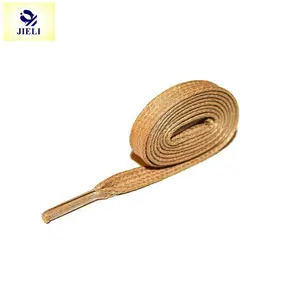 Jieli 8mm Cotton Flat Waxed Shoelaces Waxed Leather Shoe Lace for Leather Dress Shoes