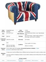 Meubles de Salon antiques L'union Jack Fauteuil Tissu Siège Unique Canapé