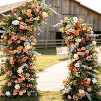 K Farm Bruiloft Gebroken Boog Bloemstuk Stofblauw Rustieke Stijl Kunstmatige Bloemstukken Hoornboog voor Bruiloft Achtergronddecoratie