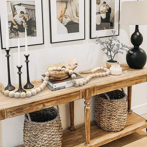 Guirlande de perles <span class=keywords><strong>en</strong></span> <span class=keywords><strong>bois</strong></span> rustique de style bohème pour <span class=keywords><strong>table</strong></span> <span class=keywords><strong>basse</strong></span>, grande guirlande de perles <span class=keywords><strong>en</strong></span> <span class=keywords><strong>bois</strong></span> avec pompons - Product Image 5