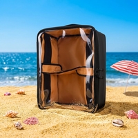 Sac fourre-tout en toile polyester portable personnalisé avec dessus en PVC transparent pour les excursions en camping en plein air et le stockage-pliable et étanche