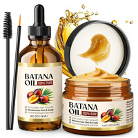 Huile et Beurre de Batana Bio Pures et Naturelles pour la Croissance des Cheveux avec Applicateur Cils et Brosse Sourcils - Nourrit les Cheveux, les Bords des Cheveux et les Sourcils pour une Chevelure Plus Forte