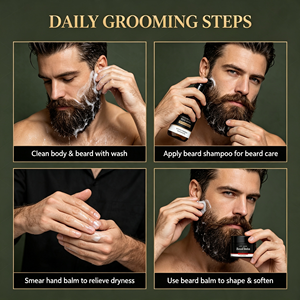 Set Premium per la Cura Maschile OEM, Kit Regalo per Barba e Corpo, Fragranza Legnosa, Nutre la Barba, Idrata la Pelle, Regalo Festivo per Uomini - Product Image 3