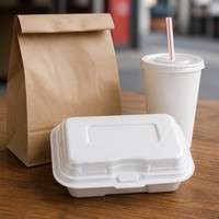 Emballage alimentaire jetable en mousse de polystyrène blanc de qualité alimentaire, écologique, isolant, imperméable, résistant à l'huile, empilable et antichoc