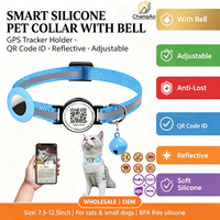 Collier Réfléchissant Ajustable en Silicone pour Animaux de Compagnie avec Support Traceur, Clochette et Code QR pour Chats et Petits Chiens – Vente en Gros OEM