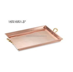 Trending Design Lot de 2 plateaux de service en cuivre de forme ronde Idéal pour la cuisine à domicile et les restaurants Plateau de service en cuivre - Product Image 6