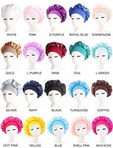 Wholesale Custom Logo RTS Hair Accessories 2pcs Set Elastic <b>Band</b> Large Size Satin Bonnets Satin Sleep Hair Bonnet for Women - Product Image 2