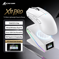 Mouse Gaming Nirkabel Tri Mode BT Attack Shark X11 PRO V2 30000DPI Sensor PAW3315 Layar TFT Charging Dock