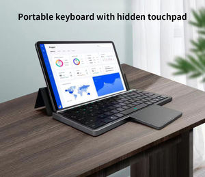 Tablet Rechargeable English Design Multi-Device Foldable Wireless <b>Keyboard</b> with Touchpad - Product Image 3