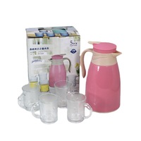 Meilleure vente de bouilloire thermos de style européen, doublure en verre, boîte cadeau de cinq pièces en verre