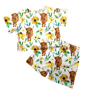 Custom Print Short Sleeve Crop Tops Short Toddler Girl Summer 2 Piece Outfits Baby <strong>Clothing</strong> Sets Infant Clothes - Product Image 2