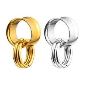 Zysta Tunnel d'<span class=keywords><strong>oreille</strong></span>, anneaux et plugs en acier inoxydable argenté, double évasé, 10 mm, dilatateurs d'<span class=keywords><strong>oreille</strong></span>, bijoux de piercing corporel unisexe - Product Image 1